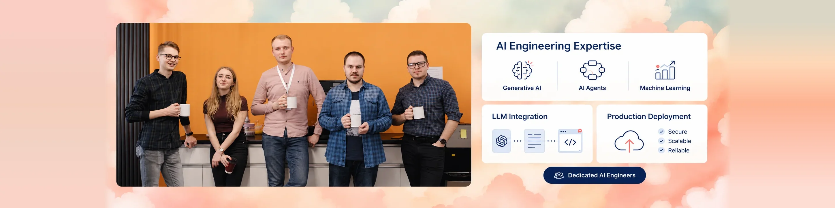 Three engineers working together at a laptop