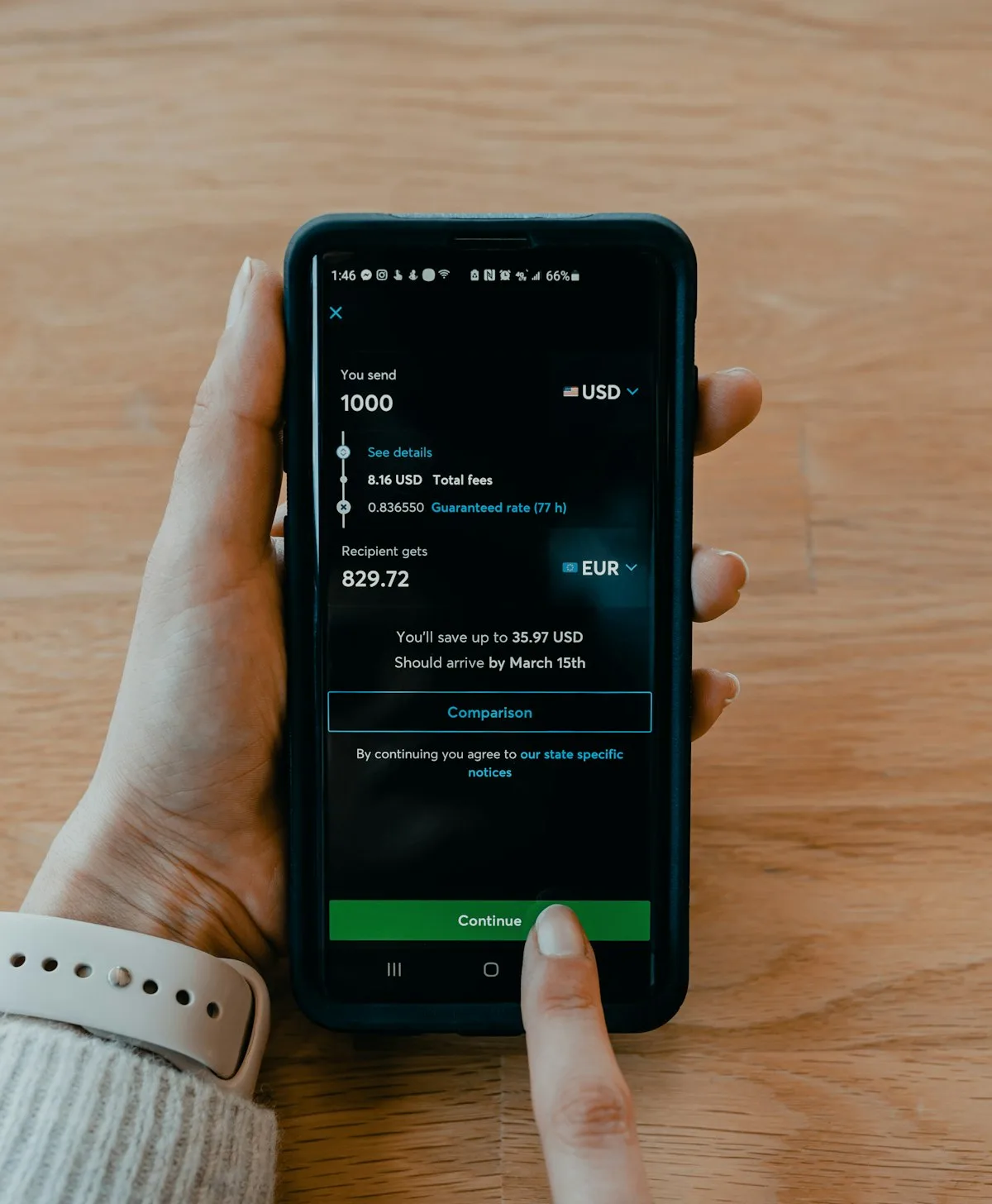 Customer using a mobile banking app